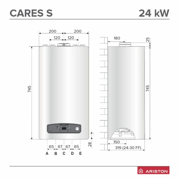 Centrala termica pe gaz in condensare Ariston CARES S 24 kW, clasa A, LCD