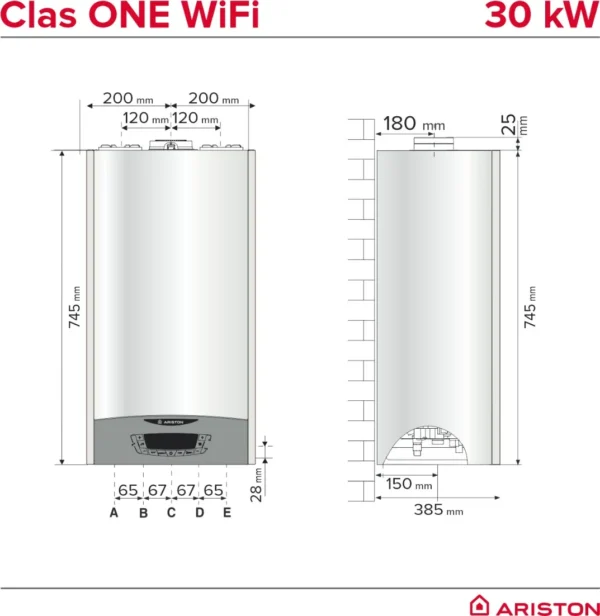 Centrala pe gaz in condesatie Ariston CLAS ONE WIFI 30 kw, 5 ani garantie, kit evacuare gratuit