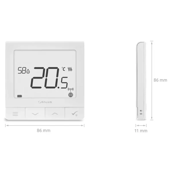 Termostat smart SALUS SQ610RF, alb, cu acumulator, sistem IT600