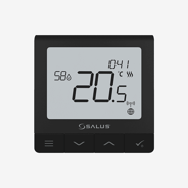 Termostat smart SALUS SQ610BRF, negru, cu acumulator, sistem IT600 SMART HOME
