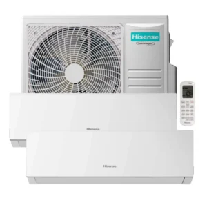 Aer conditionat multisplit Hisense, 1 x UE 18000 BTU, 2 x UI 12000 BTU, inverter, Wi-Fi, control vocal, filtru aer, functie incalzire